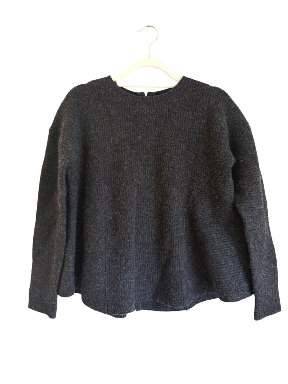 COS Gray Knit Swing Wool Sweater Full Length Back Zipper Size M [jb]